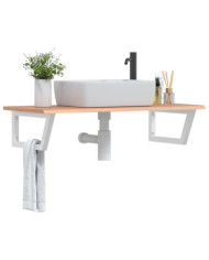 Étagère de vasque murale acier et bois de chêne massif | Mobilier & Déco