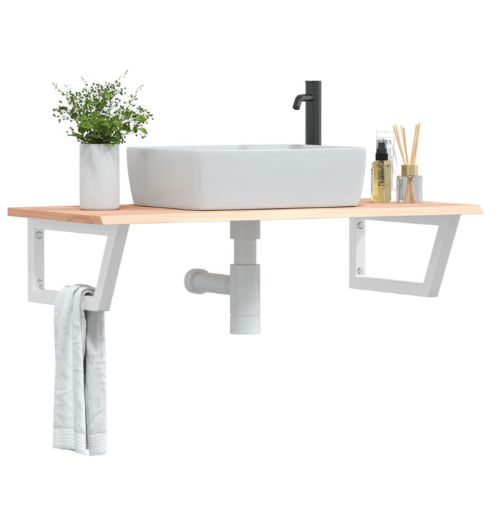 Étagère de vasque murale acier et bois de chêne massif | Mobilier & Déco