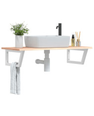 Étagère de vasque murale acier et bois de chêne massif | Mobilier & Déco