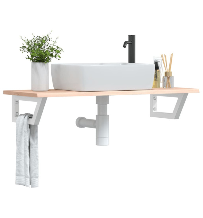 Étagère de vasque murale acier et bois de chêne massif | Mobilier & Déco