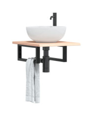 Étagère de vasque murale acier et bois de chêne massif | Mobilier & Déco