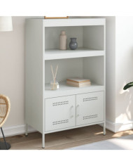 Buffet haut blanc 68x39x113 cm acier | Mobilier & Déco
