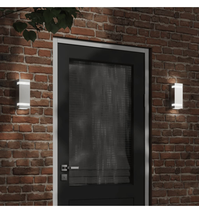Appliques murales d'extérieur 2pcs argenté acier inoxydable | Mobilier & Déco