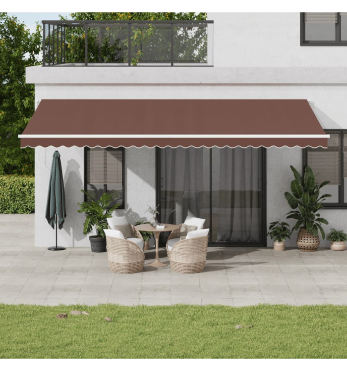 Auvent manuel rétractable avec LED marron 600x300 cm | Mobilier & Déco