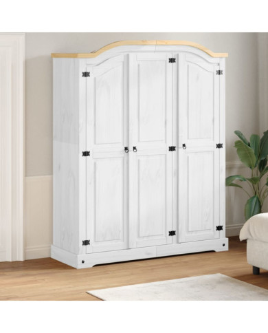 Garde-robe Corona blanc 151,5x52x186 cm bois de pin massif | Mobilier & Déco