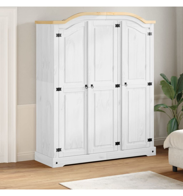 Garde-robe Corona blanc 151,5x52x186 cm bois de pin massif | Mobilier & Déco