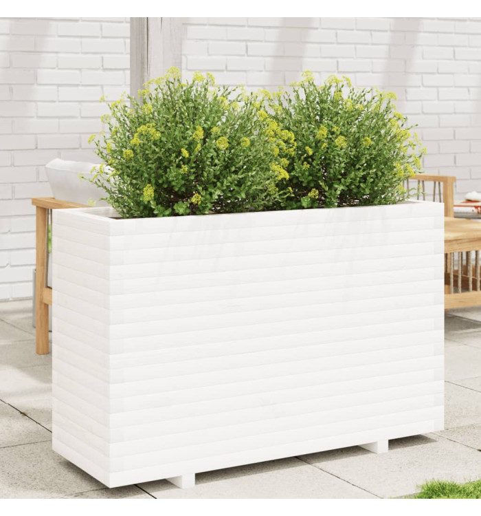 Jardinière blanc 110x40x72,5 cm bois de pin massif | Mobilier & Déco
