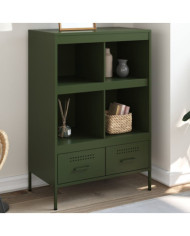 Buffet haut vert olive 68x39x101,5 cm acier | Mobilier & Déco