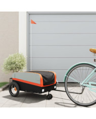 Remorque de vélo noir et orange 30 kg fer | Mobilier & Déco