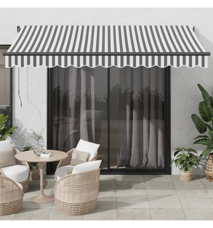 Auvent manuel rétractable avec LED anthracite blanc 350x250 cm | Mobilier & Déco
