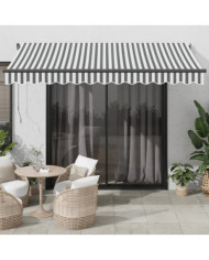 Auvent manuel rétractable avec LED anthracite blanc 350x250 cm | Mobilier & Déco