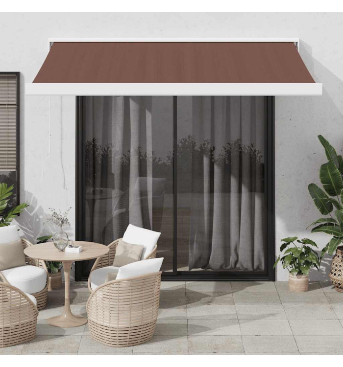 Auvent manuel rétractable marron 300x250 cm | Mobilier & Déco
