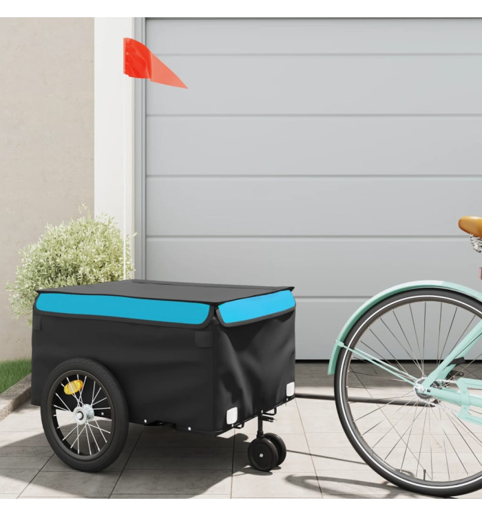 Remorque de vélo noir et bleu 45 kg fer | Mobilier & Déco
