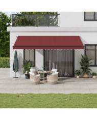 Auvent rétractable automatique avec LED bordeaux 500x300 cm | Mobilier & Déco