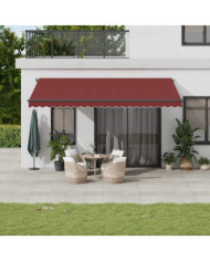 Auvent manuel rétractable avec LED bordeaux 500x300 cm | Mobilier & Déco