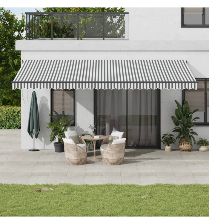 Auvent rétractable automatique anthracite et blanc 600x350 cm | Mobilier & Déco