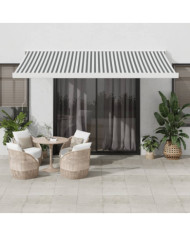 Auvent rétractable anthracite et blanc 4,5x3 m tissu/aluminium | Mobilier & Déco