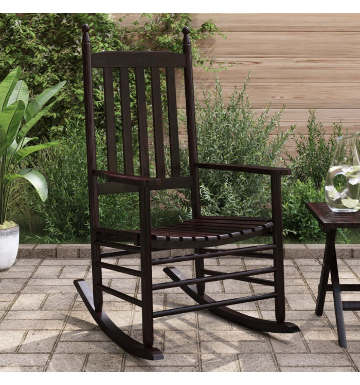 Chaises à bascule sièges incurvés lot de 2 brun peuplier massif | Mobilier & Déco
