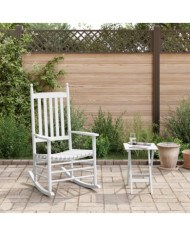 Chaise à bascule avec table pliable blanc bois massif peuplier | Mobilier & Déco