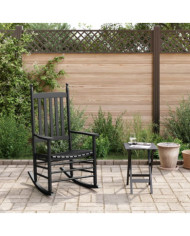 Chaise à bascule avec table pliable noir bois massif peuplier | Mobilier & Déco