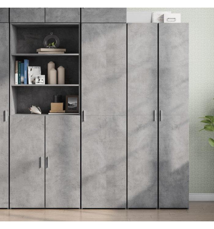 Buffet haut gris béton 45x42,5x185 cm bois d'ingénierie | Mobilier & Déco