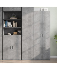 Buffet haut gris béton 45x42,5x185 cm bois d'ingénierie | Mobilier & Déco
