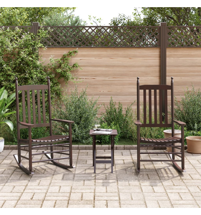 Chaises à bascule lot de 2 table pliable marron massif peuplier | Mobilier & Déco