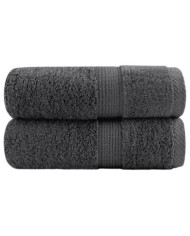 Serviettes de visage de qualité sup. SOLUND 2 pcs anthracite | Mobilier & Déco