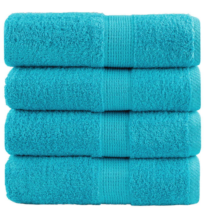 Serviettes de visage de qualité sup. SOLUND 4 pcs turquoise | Mobilier & Déco