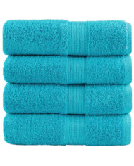 Serviettes de visage de qualité sup. SOLUND 4 pcs turquoise | Mobilier & Déco