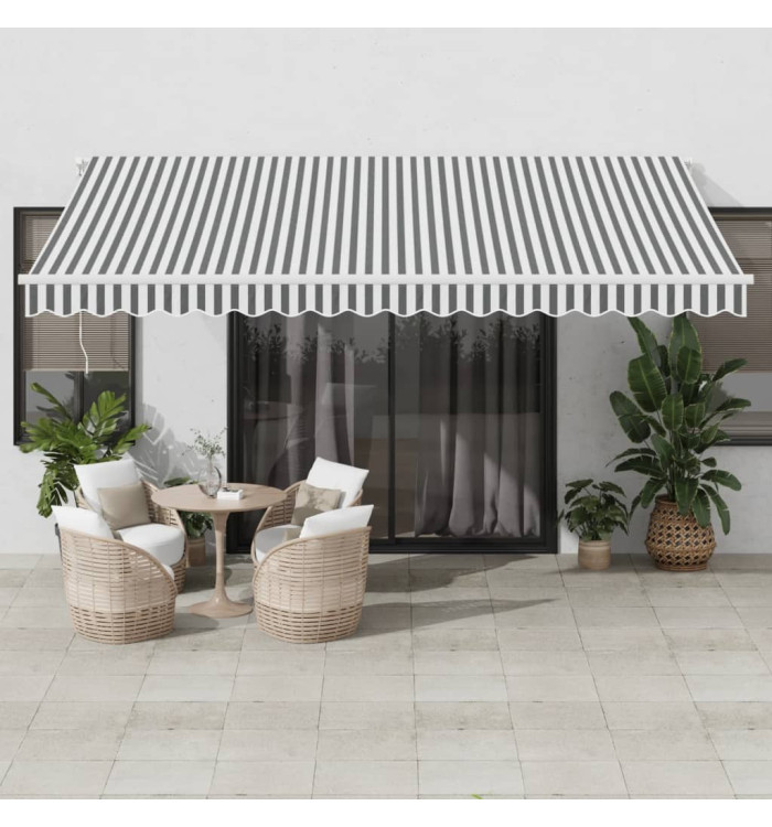 Auvent rétractable automatique anthracite et blanc 450x350 cm | Mobilier & Déco