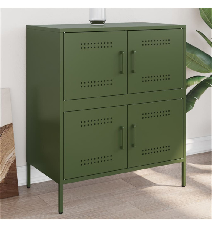 Buffet vert olive 68x39x79 cm acier | Mobilier & Déco