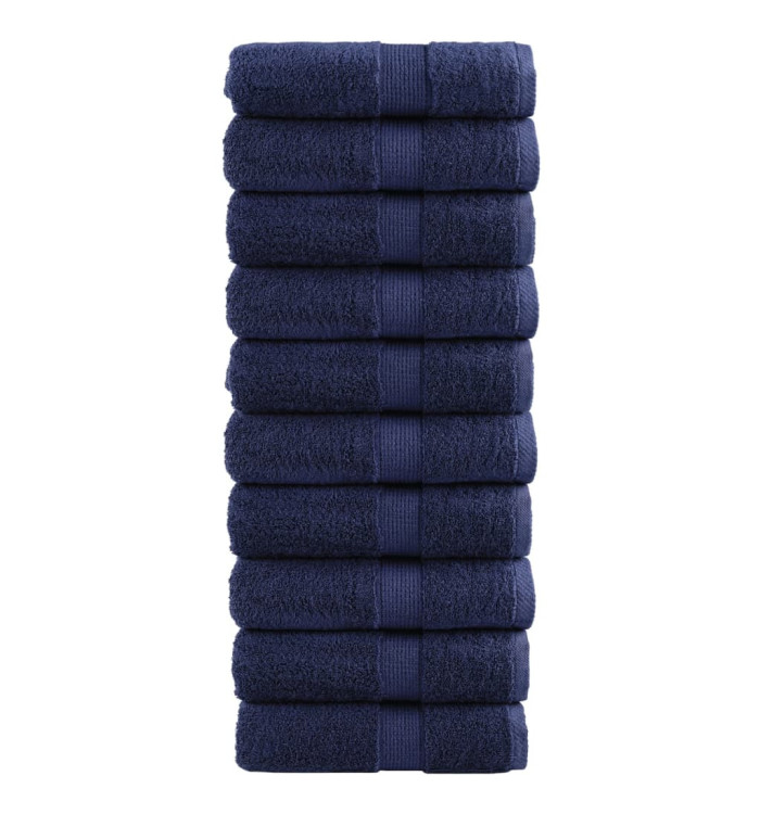 Serviettes de visage de qualité sup. SOLUND 10 pcs bleu marine | Mobilier & Déco