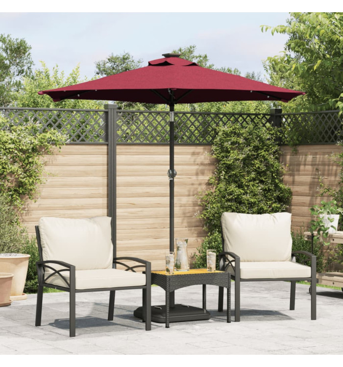 Parasol de jardin avec LED mât en acier bordeaux 225x225x212 cm | Mobilier & Déco