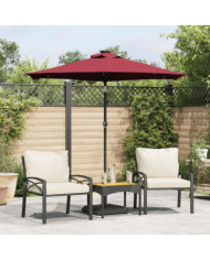 Parasol de jardin avec LED mât en acier bordeaux 225x225x212 cm | Mobilier & Déco