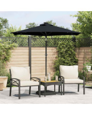 Parasol de jardin avec LED mât en acier noir 225x225x212 cm | Mobilier & Déco