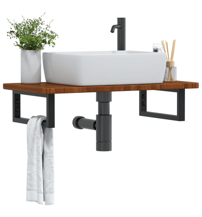 Étagère de vasque murale acier et bois de chêne massif | Mobilier & Déco