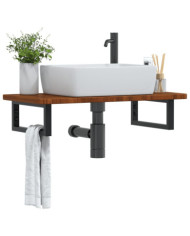 Étagère de vasque murale acier et bois de chêne massif | Mobilier & Déco