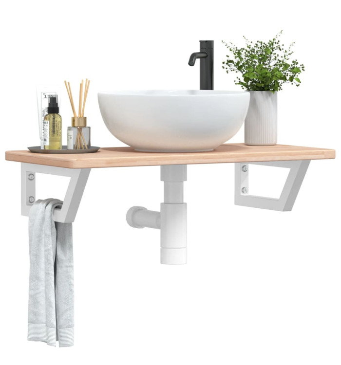 Étagère de vasque murale acier et bois de chêne massif | Mobilier & Déco