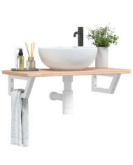 Étagère de vasque murale acier et bois de chêne massif | Mobilier & Déco