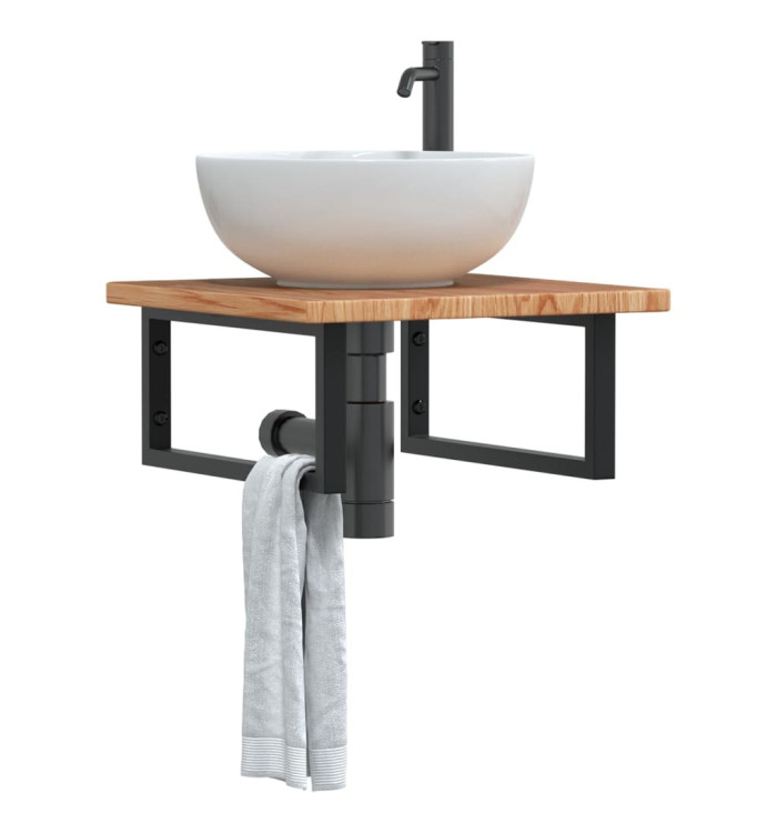 Étagère de vasque murale acier et bois de chêne massif | Mobilier & Déco
