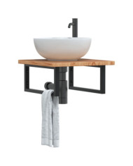 Étagère de vasque murale acier et bois de chêne massif | Mobilier & Déco