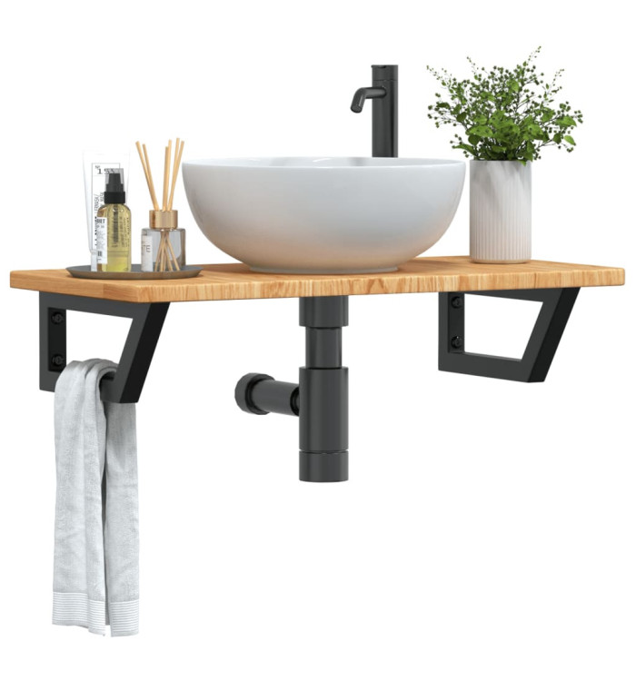 Étagère de vasque murale acier et bois de chêne massif | Mobilier & Déco