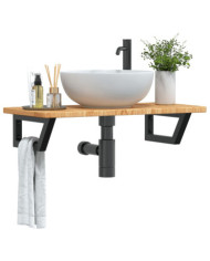 Étagère de vasque murale acier et bois de chêne massif | Mobilier & Déco