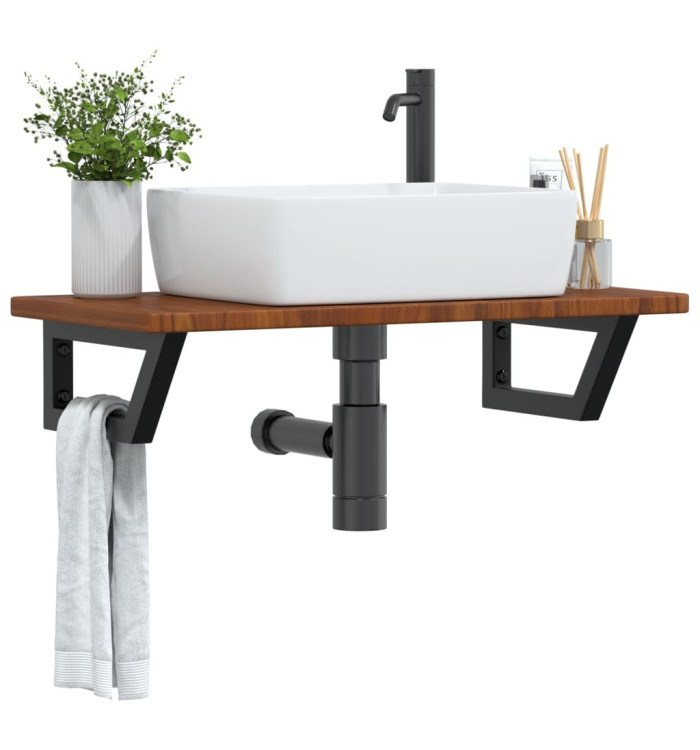 Étagère de vasque murale acier et bois de chêne massif | Mobilier & Déco