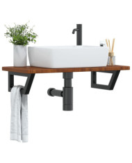 Étagère de vasque murale acier et bois de chêne massif | Mobilier & Déco