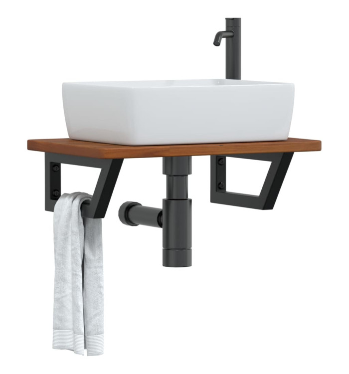 Étagère de vasque murale acier et bois de chêne massif | Mobilier & Déco