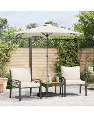 Parasol de jardin avec LED et mât en acier blanc 225x225x212 cm | Mobilier & Déco