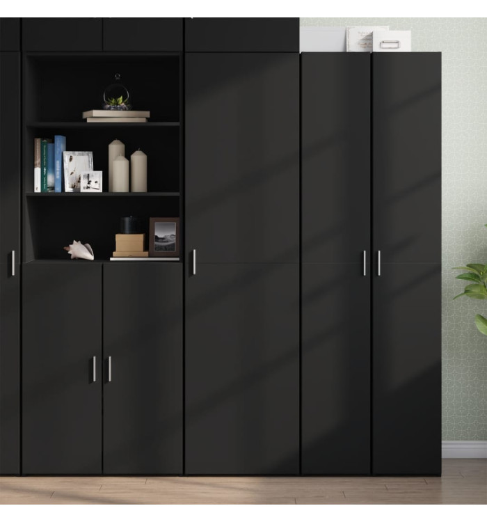Buffet haut noir 50x42,5x185 cm bois d'ingénierie | Mobilier & Déco