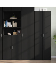 Buffet haut noir 50x42,5x185 cm bois d'ingénierie | Mobilier & Déco